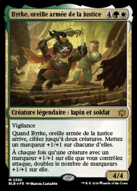 Byrke, oreille armée de la justice, carte Magic BLB 380 — extension Bloomburrow