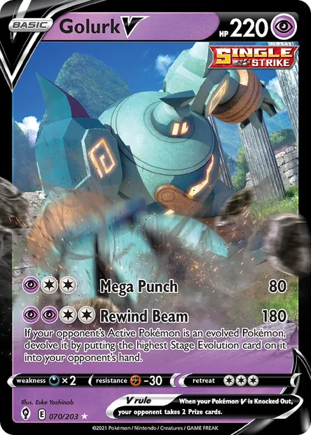 Golurk V, Pokémon card EVS 70 — Evolving Skies set