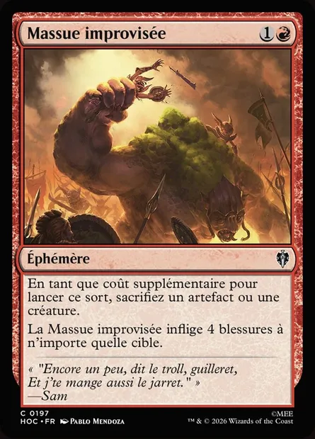 Massue improvisée, carte Magic HOC 197 — extension The Hobbit Eternal