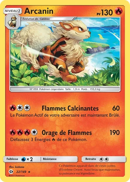 Arcanin, carte Pokémon SUM 22 — extension Soleil et Lune