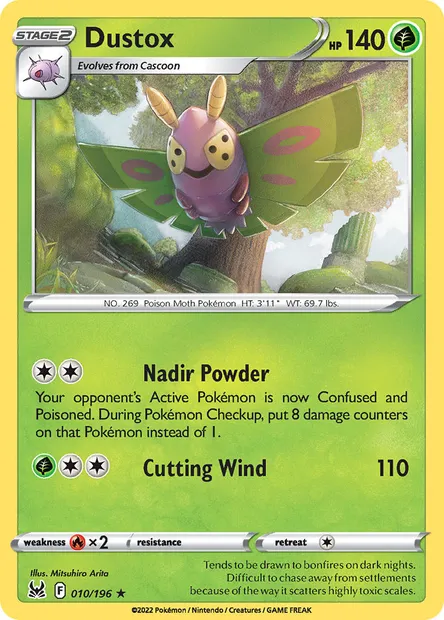 Dustox, Pokémon card LOR 010 — Lost Origin set