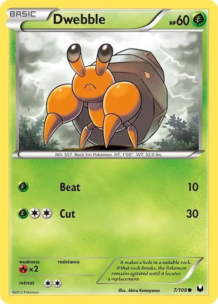 Dwebble, Pokémon card DEX 7 — Dark Explorers set