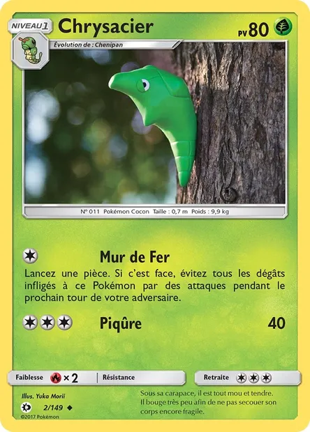 Chrysacier, carte Pokémon SUM 2 — extension Soleil et Lune