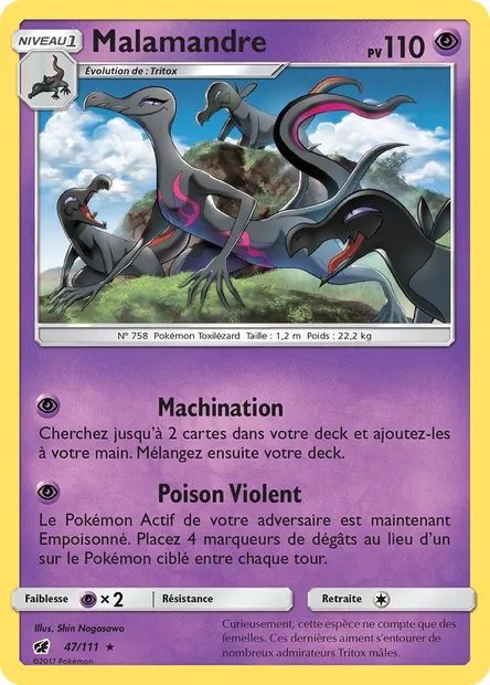 Malamandre, carte Pokémon CIN 47 — extension Invasion Carmin