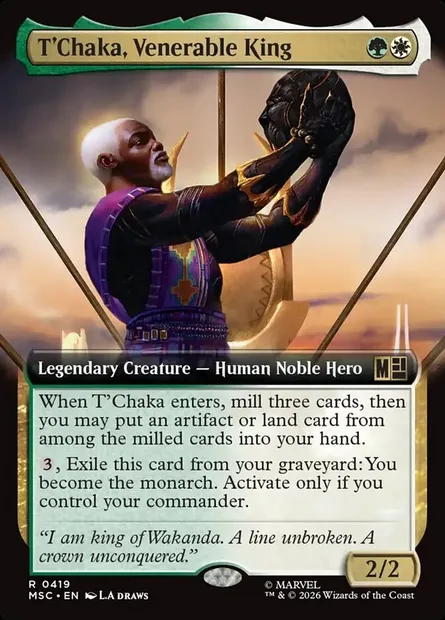 T'Chaka, Venerable King, Magic card MSC 419 — Marvel Super Heroes Commander set