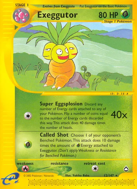 Exeggutor, Pokémon card AQ 12 — Aquapolis set