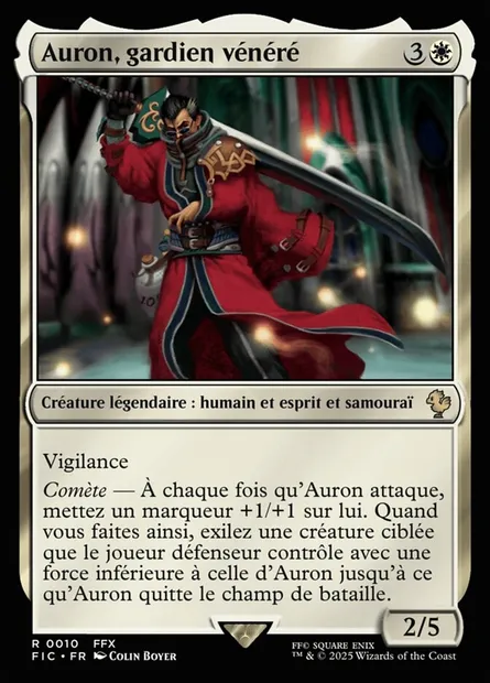Auron, gardien vénéré, carte Magic FIC 10 — extension Final Fantasy Commander