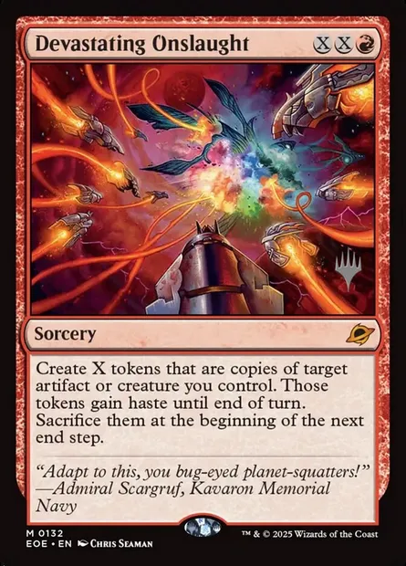 Devastating Onslaught, Magic card PEOE 132p — Edge of Eternities Promos set