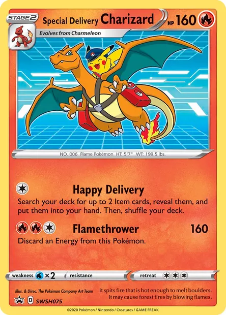 Special Delivery Charizard, carte Pokémon SWSH 075 — extension Promo SWSH