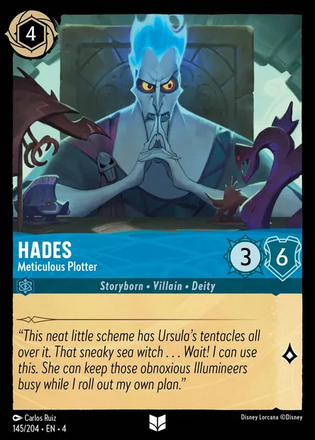 Hades - Meticulous Plotter, Disney Lorcana card CH4-145 — Ursula's Return set