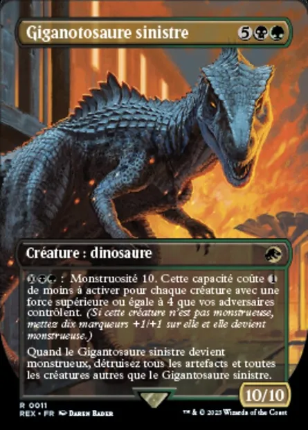 Giganotosaure sinistre, carte Magic REX 11 — extension Jurassic World Collection