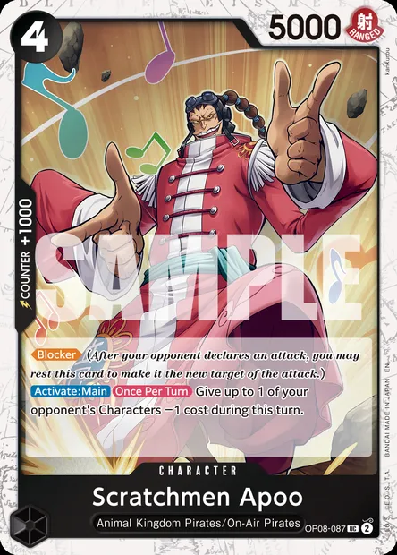 Scratchmen Apoo, One Piece card OP08-087 — TWO LEGENDS set