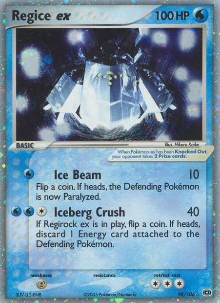 Regice ex, Pokémon card EM 98 — Emerald set