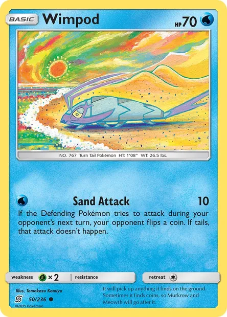 Wimpod, Pokémon card UNM 50 — Unified Minds set