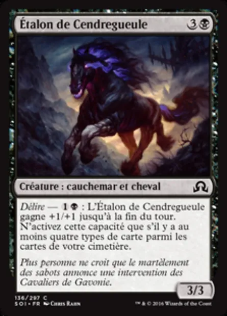 Étalon de Cendregueule, carte Magic SOI 136 — extension Ténèbres sur Innistrad