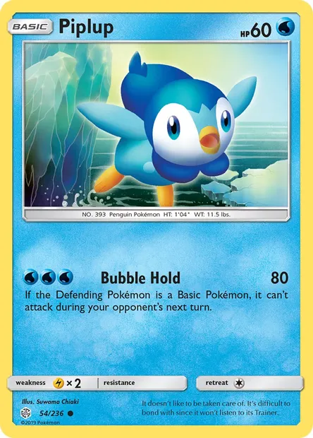 Piplup, Pokémon card CEC 54 — Cosmic Eclipse set