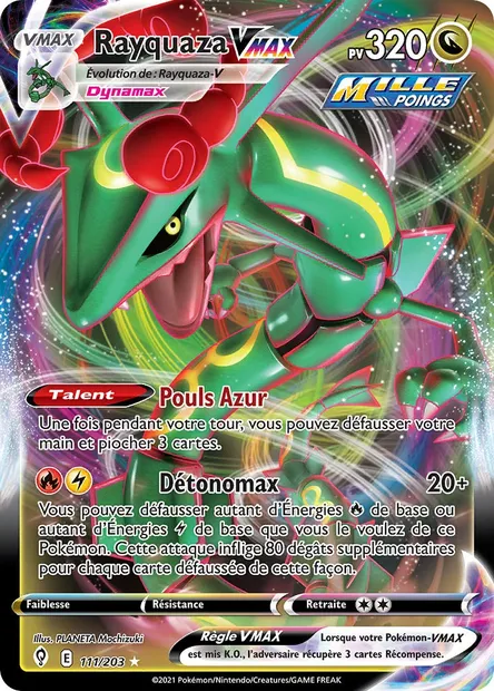Rayquaza VMAX, carte Pokémon EVS 111 — extension Évolution Céleste
