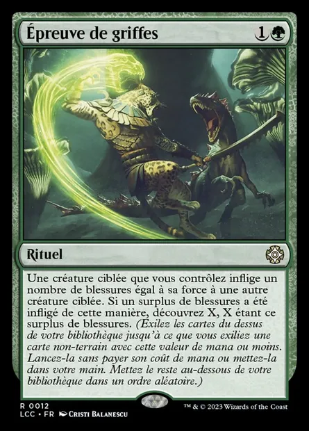 Épreuve de griffes, carte Magic LCC 12 — extension The Lost Caverns of Ixalan Commander
