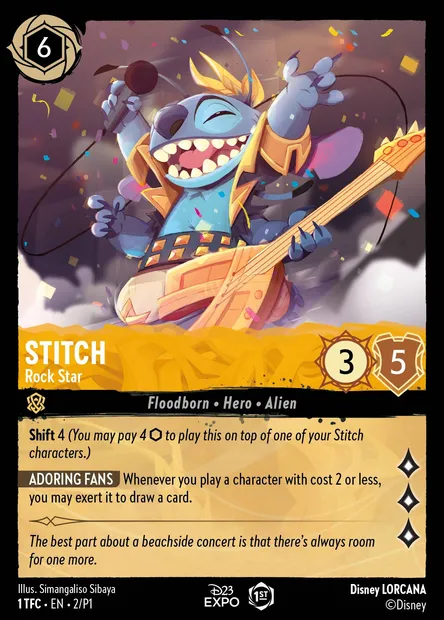 Stitch - Rock Star, Disney Lorcana card P1-002 — P1 set