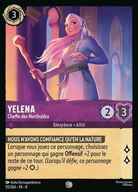 Yelena - Cheffe des Northuldra, carte Disney Lorcana CH8-055 — extension Le Règne de Jafar