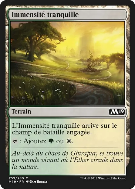 Immensité tranquille, carte Magic M19 259 — extension Core Set 2019