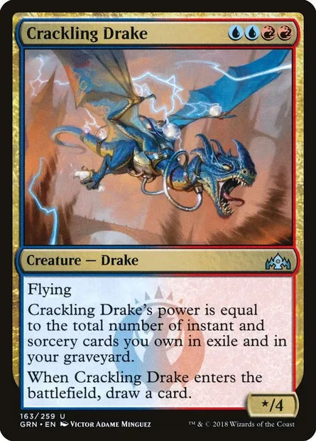 Crackling Drake, Magic card GRN 163 — Guilds of Ravnica set
