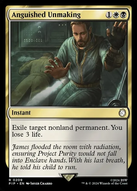 Anguished Unmaking, Magic card PIP 209 — Fallout set