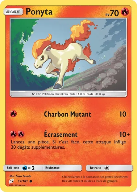 Ponyta, carte Pokémon TEU 17 — extension Duo de Choc