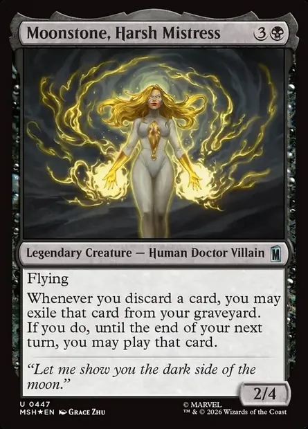 Moonstone, Harsh Mistress, Magic card MSH 447 — Marvel Super Heroes set