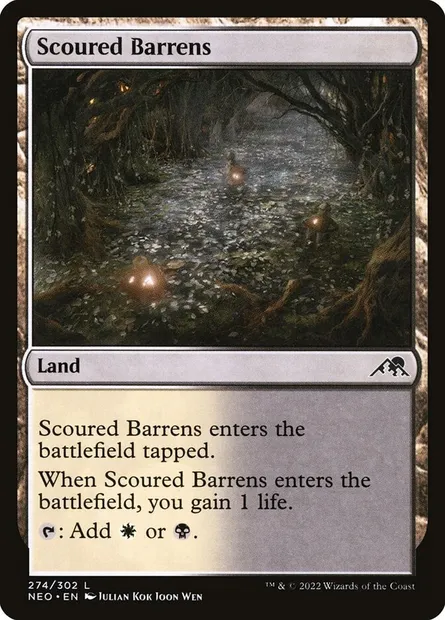 Scoured Barrens, Magic card NEO 274 — Kamigawa: Neon Dynasty set