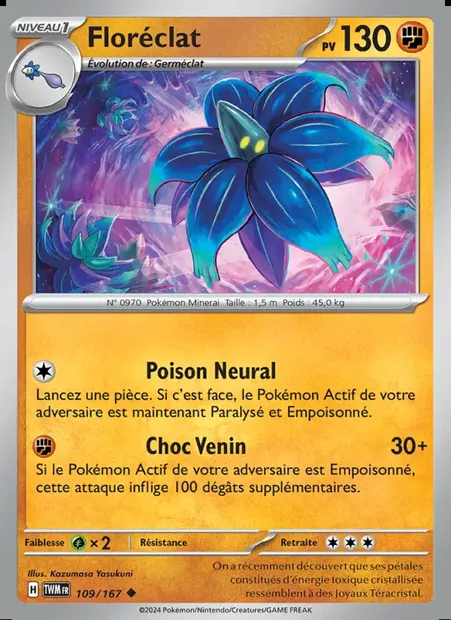 Floréclat, carte Pokémon TWM 109 — extension Mascarade Crépusculaire