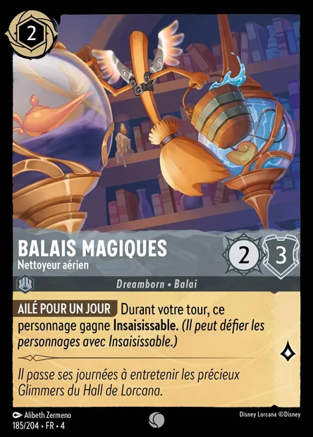 Balais magiques - Nettoyeur aérien, carte Disney Lorcana CH4-185 — extension Le Retour d'Ursula