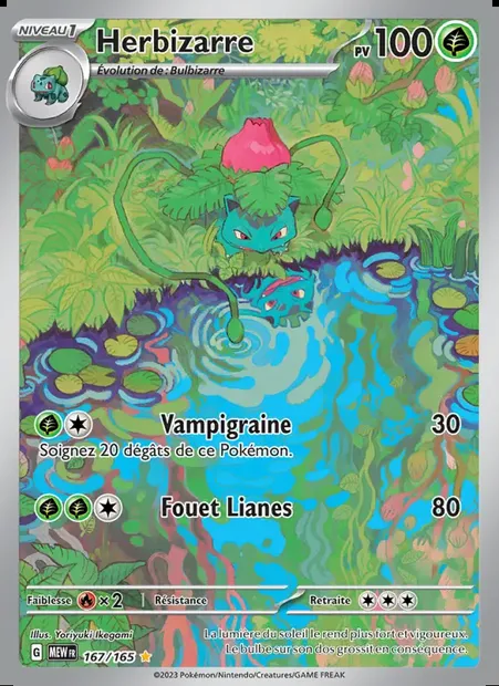 Herbizarre, carte Pokémon MEW 167 — extension 151