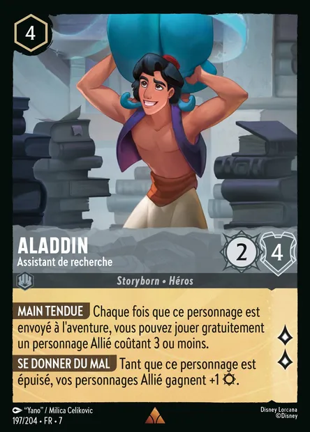 Aladdin - Assistant de recherche, carte Disney Lorcana CH7-197 — extension L'île d'Archazia