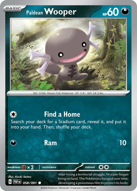 Paldean Wooper, Pokémon card PAF 058 — Paldean Fates set