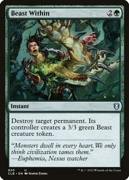 Beast Within, Magic card CLB 820 — Commander Legends: Battle for Baldur's Gate set