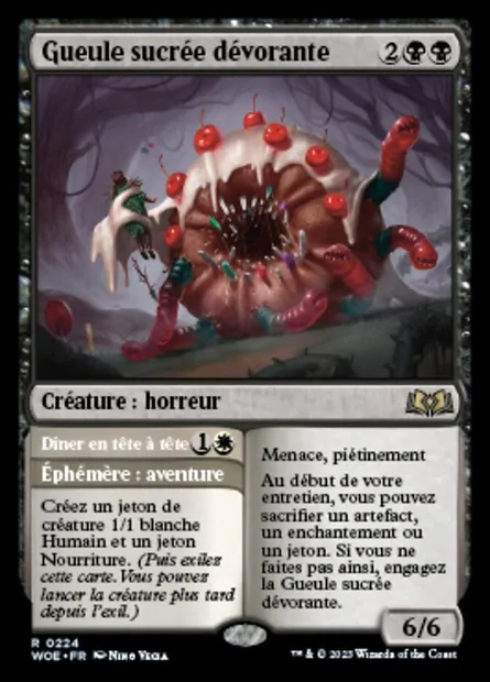 Gueule sucrée dévorante // Dîner en tête à tête, carte Magic WOE 224 — extension Wilds of Eldraine