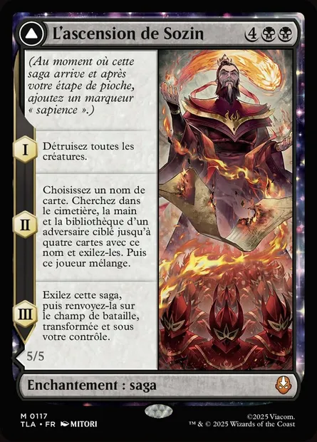 L'ascension de Sozin // Seigneur du Feu Sozin, carte Magic TLA 117 — extension Avatar: The Last Airbender