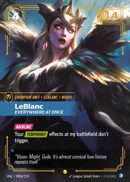 LeBlanc, Riftbound card UNL 090a — Unleashed set