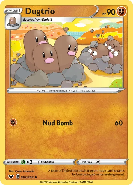 Dugtrio, Pokémon card SSH 93 — Sword & Shield set