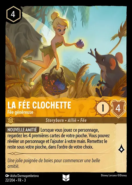 La Fée Clochette - Fée généreuse, carte Disney Lorcana CH3-022 — extension Les Terres d'Encres