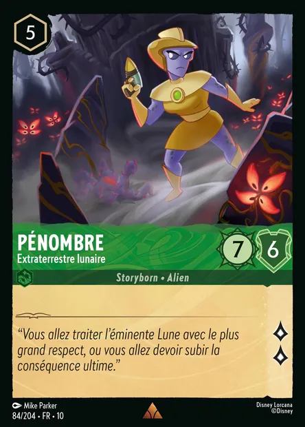 Pénombre - Extraterrestre lunaire, carte Disney Lorcana CH10-084 — extension Lueurs dans les Profondeurs