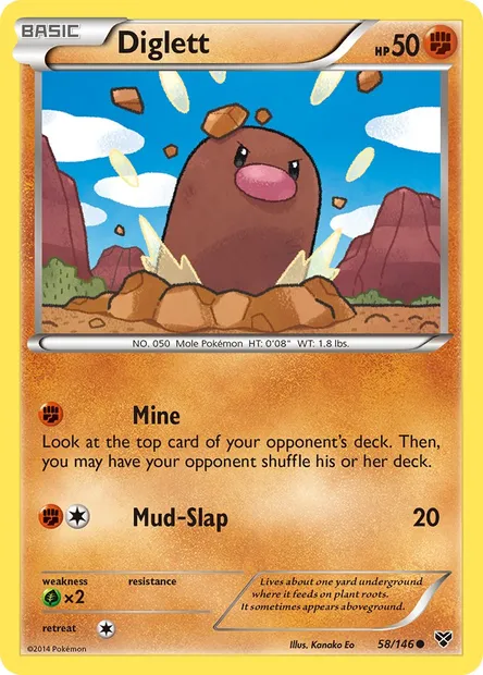 Diglett, Pokémon card XY 58 — XY set