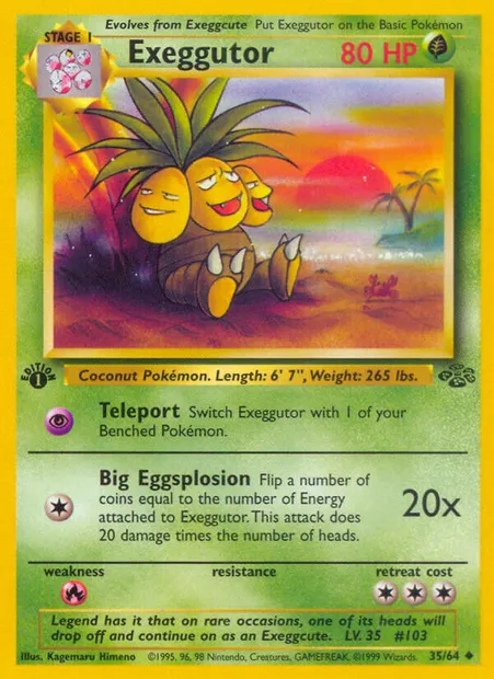 Exeggutor, Pokémon card JU 35 — Jungle set