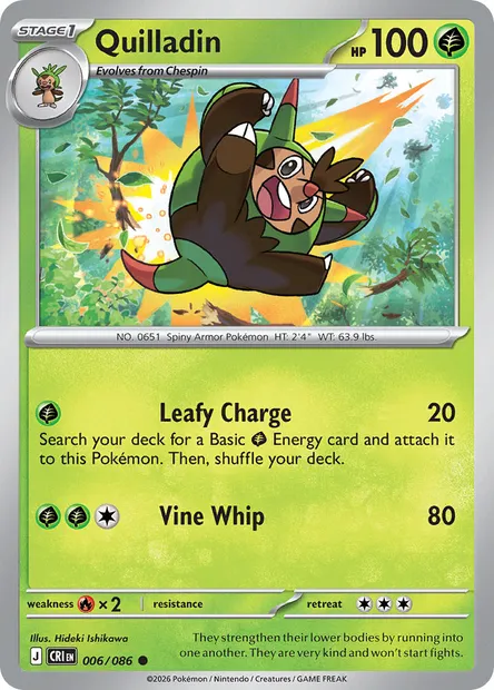 Quilladin, Pokémon card CRI 006 — Chaos Rising set