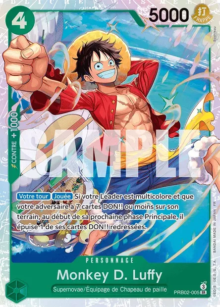 Monkey D. Luffy, carte One Piece PRB02-005 — extension ONE PIECE CARD THE BEST VOL.2