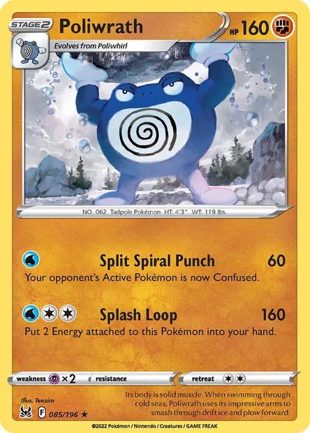 Poliwrath, Pokémon card LOR 085 — Lost Origin set