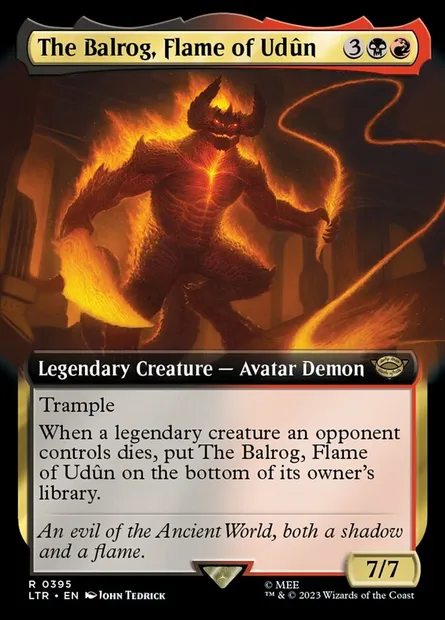 The Balrog, Flame of Udûn, Magic card LTR 395 — The Lord of the Rings: Tales of Middle-earth set