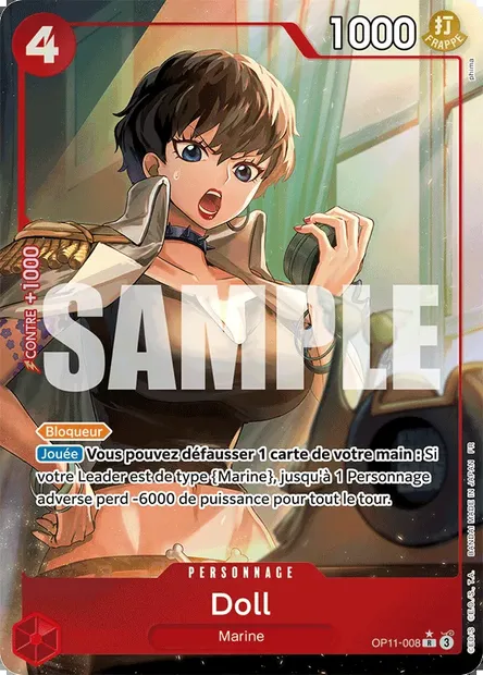 Doll, carte One Piece OP11-008 — extension DES POINGS VIFS COMME L'ÉCLAIR