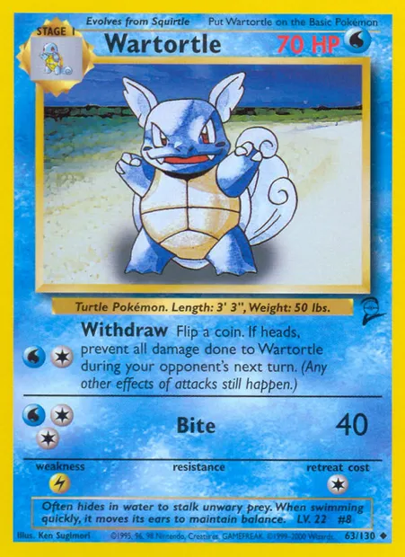 Wartortle, Pokémon card B2 63 — Base Set 2 set